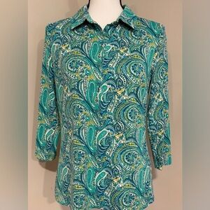 Talbots Green Paisley Shirt